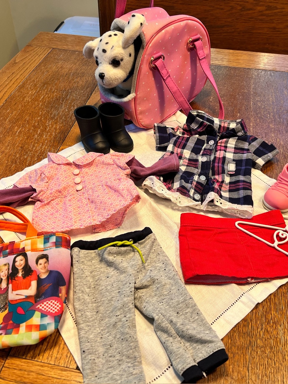Bundle of Battat Our Generation Doll Clothes & Dalmatian Puppy Carrier
